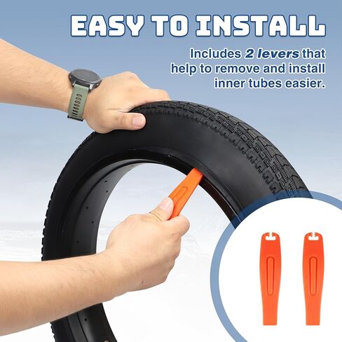 MEGHNA Fat Bike Inner Tube Set 20 x 4.0 inch Electric Bike Tire Inner Tube Schrader Valve for Heavy Duty Tire with Extra 2 Fluorescent Valve Cap, Tire Lever, for E - Bike Snow Bike in Saudi Arabia