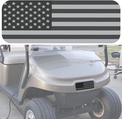 لوحة الاسم الأمامية لعربة الجولف E-Z-GO مع تصميم العلم الأمريكي باللونين الأسود والرمادي، تناسب 2014-2022 TXT، 2010-2015 2FIVE، 2008-2017 RXV، 2012-2016 Terrain، 2010-2022 Valor، و2017-2022 Elite in Kuwait