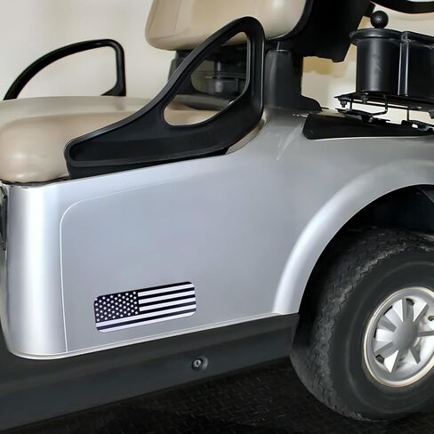 لوحة الاسم الأمامية لعربة الجولف E-Z-GO مع تصميم العلم الأمريكي باللونين الأسود والرمادي، تناسب 2014-2022 TXT، 2010-2015 2FIVE، 2008-2017 RXV، 2012-2016 Terrain، 2010-2022 Valor، و2017-2022 Elite in Kuwait