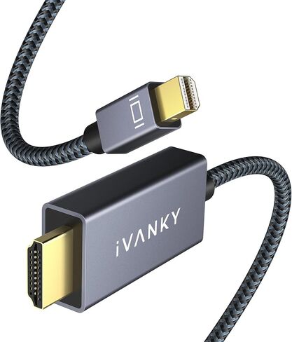 كابل منفذ عرض صغير 4K إلى HDMI، كابل iVANKY 4K@30 هرتز Thunderbolt إلى HDMI، [غطاء الشب/المضفر/الحل الأمثل للرقاقة]، Mini DP إلى HDMI لجهاز MacBook Air/Pro، Surface Pro/Dock، الشاشة، جهاز العرض - 6FT in Saudi Arabia