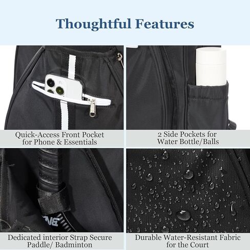 حقيبة ظهر بيكلبول تناسب من 2 إلى 6 مجداف، حقائب كبيرة لكرة المخلل للرجال والنساء مع حجرة للأحذية وخطاف سياج، هدايا رائعة لكرة المخلل in Kuwait