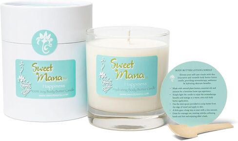 Happiness Lotion Candle | Gardenia, Pineapple & Coconut Water | Luxury Soy Candle | Aromatherapy Massage Candle | Ultra Moisturing Body Butter | Hand Poured in USA | 9 oz. | Sweet Mana in Saudi Arabia