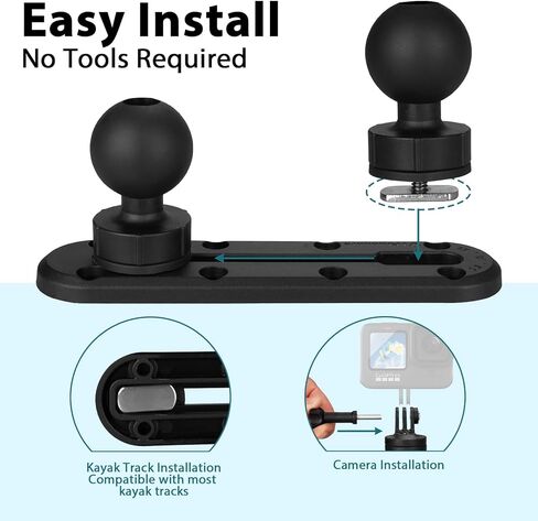 31.5" Kayak Camera Mount,360 Degree Adjustable Mount Compatible with Camera,with 1.5 Inch Ball T-Bolt Base for Most Track Systems in Saudi Arabia