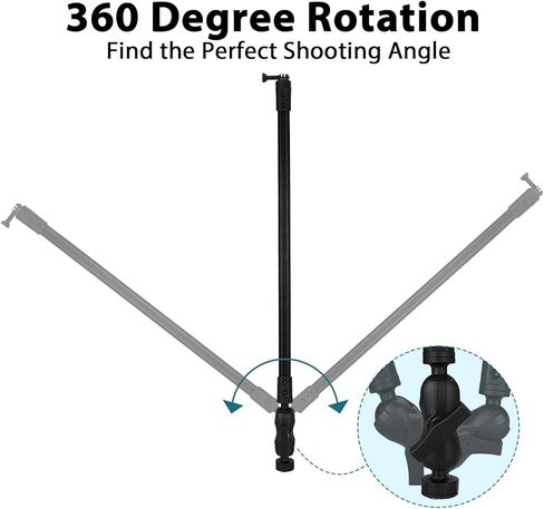 31.5" Kayak Camera Mount,360 Degree Adjustable Mount Compatible with Camera,with 1.5 Inch Ball T-Bolt Base for Most Track Systems in Saudi Arabia