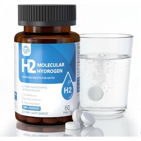 Molecular Hydrogen (H2) Tablets with Magnesium – 12 PPM Hydrogen Water Tablet for Drinking Water, Antioxidant-Rich, Supports Cellular Health, Recovery & Cognitive Function – Unflavored, 60 Tablets in Saudi Arabia