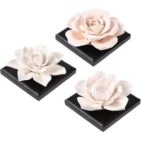 3 Pcs Passive Essential Oil Diffuser Stone Set, Magnolia Lotus Rose Flower Passive Diffusers with Wood Base for Car, Desk, Bedroom, Home Decor Gift, No Essential Oil in Kuwait