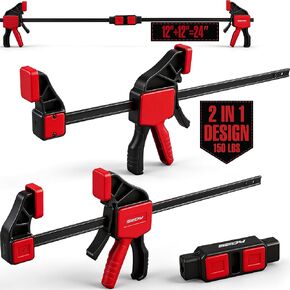 3 قطع من المشابك الشريطية مقاس 12 بوصة للأعمال الخشبية مع موصل المشبك، مشابك خشبية سريعة التحرير مقاس 12 بوصة مع حد تحميل يصل إلى 150 رطلًا، مجموعة مشابك الزناد، مشابك/موزعة بيد واحدة مثالية لمشاريع الأعمال الخشبية التي تصنعها بنفسك in Kuwait