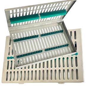 20 Instrument Sterilization Cassette with Removable Silicone Inserts | 11"L x 7"W x 1.25"H | Dental Hanpiece Sterilization Box | German Stainless Steel CE (20 Slot Pink) in Kuwait