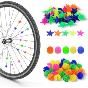 Yitexin 360 Pieces Round & Star Shaped Bike Spoke Beads, Clip on Bike Wheel Beads, Plastic Bicycle Spoke Decorations Accessories for Boys Girls in Kuwait