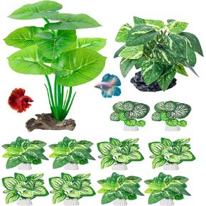 CousDUoBe 12 Pcs Betta Fish Tank Decor，Silk Aquarium Plants Green Fish Tanks Decoration Plants, Aquarium Decorations Green Plants in Kuwait