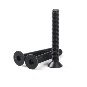 M8-1.25x40mm مسامير غطاء مقبس سداسية الرأس المسطحة، مسامير غاطسة، 10.9 درجة سبائك الصلب، لمسة نهائية من أكسيد الأسود، محرك ألين سداسي، آلة مترية ملولبة بالكامل، 30 قطعة in Kuwait