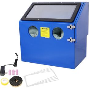 خزانة السفع الرملي بسعة 110 لتر - أزرق | نظام السفع الرملي عالي التحمل مع إضاءة LED وقفازات السفع المدمجة in Kuwait