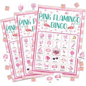 Flamingo Bingo Game Cards For Adults, Pink Flamingo Bingo Cards Game For Family Hawaiian Holidays Friends Gatherings, Ideal For Summer Luau Party Game, 24 Players Birthday Party Supplies Favors, 008 in Kuwait