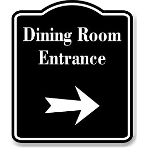 مدخل غرفة الطعام سهم يمين لافتة مركبة من الألومنيوم الأسود، 8.5 بوصة × 10 بوصة in Kuwait