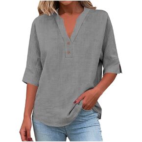 Tatumaie قطع علوية من القطن والكتان للنساء موضة صيف 2026 قمصان شاش بدون أكمام مقاس كبير غير رسمية ملابس قصيرة تناسب ملابس قصيرة in Kuwait