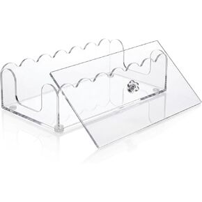 حامل مناديل أكريليك مع غطاء - تصميم صدفي شفاف، حامل مناديل للحمام، مناشف الضيوف، حامل مناشف يد للاستعمال مرة واحدة لحفلات الزفاف، ديكور الفنادق (9 * 5.1 * 2.4 بوصة) in Kuwait