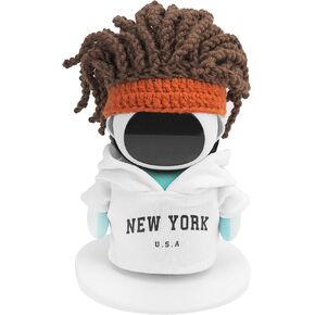 Streetwear Set Compatible with Eilik Robot, New York Hoodie and Dreadlock Beanie Outfits, Urban Style Cloth Accessory (White) in Kuwait
