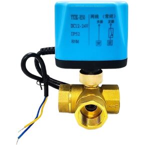 1PCS 3/4" Brass Ball Valve Two Lines Three Normally Closed Normally Open 220V 24V 12V On-Off Valve Water Valve(DC12V_Normally Closed) in Kuwait