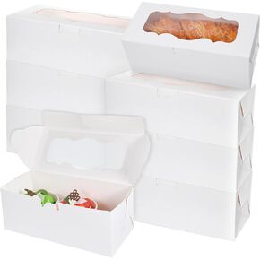 30 قطعة من صناديق المخبوزات البيضاء مع نافذة مقاس 9x4x3.5 بوصة لصناديق الكعك والحلويات والكعك والدونات والحلويات والمعجنات، مثالية لحفلات الزفاف والحفلات والهدايا in Kuwait