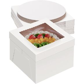 40Pack 12 Inch Cake Boxes With Cake Boards (20 boxes & 20 boards), 12X12X8 Inch White Bakery Box With Windown For Chocolates, Cajas Pasteles,Multi-Layer Cakes,Birthday/Party/Mothers day in Saudi Arabia