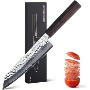 SUNLY Damascus Chef Knife 8 Inch, 67 Layer Damascus Steel, Japanese VG10 Core, Ultra Long-Lasting Sharpness, Never Chips, Ebony Handle, Perfectly Balanced Professional Kitchen Knife, Luxury Gift Box in Saudi Arabia
