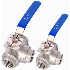 1PCS DN15 DN20 DN25 DN32 DN40 DN50 Stainless Steel Three-Way Ball Valve L-Type T-Type 304 Internal Thread Manual Valve(1/2",L Type) in Kuwait