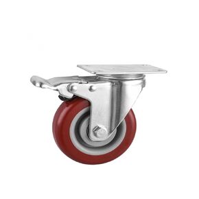 1 Pack of 5-inch Universal Wheels with Brakes in Maroon Double Bearings PVC Flat Bottom Movable Roller Storage cage in Saudi Arabia