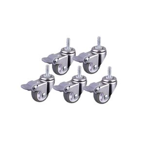 (Pack of 5) 1-inch Gray TPE Screw Brake Wheel M6 Locking Pulley Beauty Instrument in Saudi Arabia