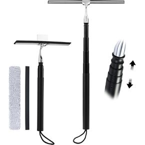 12-51’’ Telescopic Window Squeegee for High Windows, 2-in-1 Window Cleaning Kit with Extra Silicone Blade & Hook, Professional Squeegee for Shower Glass Doors (Window Squeegee for Home) in Saudi Arabia