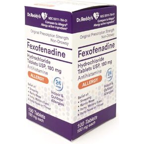 Dr. Reddy's Allergy, Fexofenadine Hydrochloride Tablets, 180 mg, 100 Count in Saudi Arabia