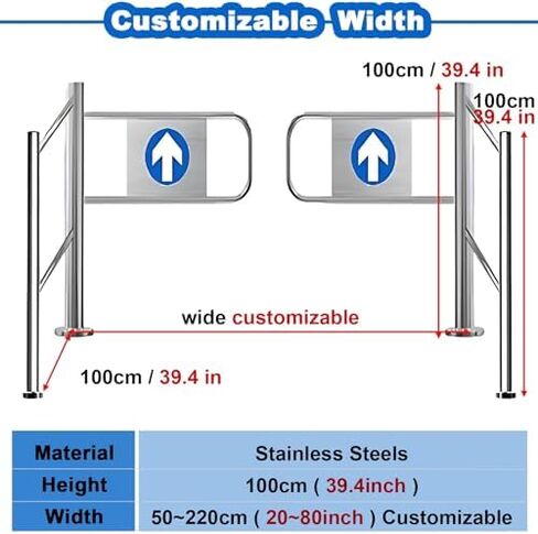Automatic Closing Stainless Steel Pedestrian Gate - 52" Wide Security Swing Door for Libraries, Stores, Factories - Durable Spring-Loaded Access Barrier Gate, Wide 67" (170cm) in Saudi Arabia
