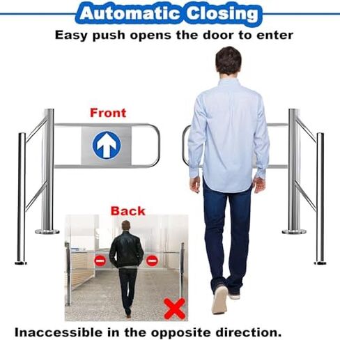Automatic Closing Stainless Steel Pedestrian Gate - 52" Wide Security Swing Door for Libraries, Stores, Factories - Durable Spring-Loaded Access Barrier Gate, Wide 67" (170cm) in Saudi Arabia