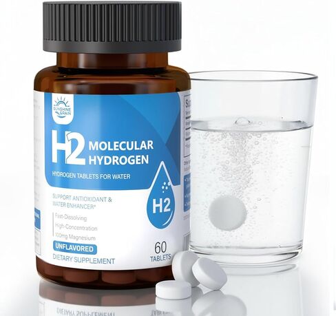 Molecular Hydrogen (H2) Tablets with Magnesium – 12 PPM Hydrogen Water Tablet for Drinking Water, Antioxidant-Rich, Supports Cellular Health, Recovery & Cognitive Function – Unflavored, 60 Tablets in Saudi Arabia