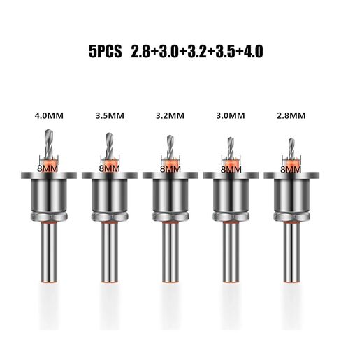 5pc 8mm Shank HSS Adjustable Countersink Woodworking Router Bit Set Milling Cutter Screw Extractor Remon Demolition(5PCS 8mm) in Saudi Arabia