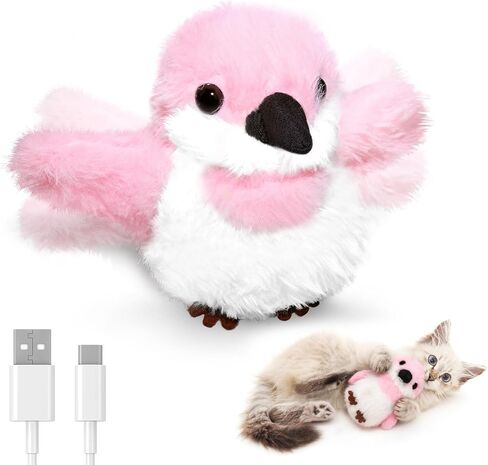 Petbobi Flappy Bird Cat Toy - Realistic Interactive Cat Toy with Sparrow Bird Chirp Tweet Flapping Wings (Non-Flying Design), Rechargeable Motion-Activated Catnip Toys for All Breeds Kittens, Blue in Kuwait