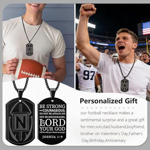 قلادة علامة كرة القدم للرجال: قلادة A-Z الأولية ملحقات كرة القدم ملحقات الفولاذ المقاوم للصدأ 24+2 بوصة هدية له in Kuwait