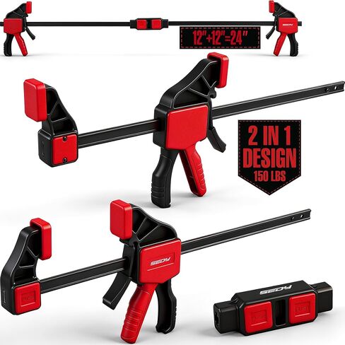 3 قطع من المشابك الشريطية مقاس 12 بوصة للأعمال الخشبية مع موصل المشبك، مشابك خشبية سريعة التحرير مقاس 12 بوصة مع حد تحميل يصل إلى 150 رطلًا، مجموعة مشابك الزناد، مشابك/موزعة بيد واحدة مثالية لمشاريع الأعمال الخشبية التي تصنعها بنفسك in Kuwait