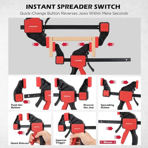 3 قطع من المشابك الشريطية مقاس 12 بوصة للأعمال الخشبية مع موصل المشبك، مشابك خشبية سريعة التحرير مقاس 12 بوصة مع حد تحميل يصل إلى 150 رطلًا، مجموعة مشابك الزناد، مشابك/موزعة بيد واحدة مثالية لمشاريع الأعمال الخشبية التي تصنعها بنفسك in Kuwait