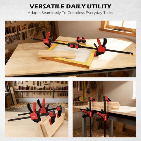 3 قطع من المشابك الشريطية مقاس 12 بوصة للأعمال الخشبية مع موصل المشبك، مشابك خشبية سريعة التحرير مقاس 12 بوصة مع حد تحميل يصل إلى 150 رطلًا، مجموعة مشابك الزناد، مشابك/موزعة بيد واحدة مثالية لمشاريع الأعمال الخشبية التي تصنعها بنفسك in Kuwait