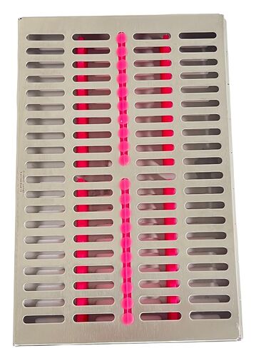 20 Instrument Sterilization Cassette with Removable Silicone Inserts | 11"L x 7"W x 1.25"H | Dental Hanpiece Sterilization Box | German Stainless Steel CE (20 Slot Pink) in Kuwait
