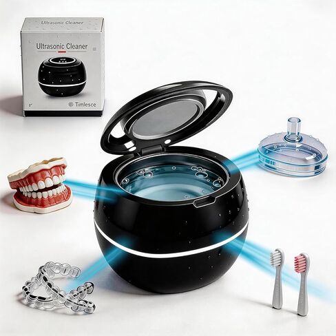 Ultrasonic Cleaner Large Capacity 225ML Designed for Braces Retainers Dentures/Jewelry/Watches/Glasses Multifunctional Cleaner 304 Stainless Steel 42kHz Dual Speed Timer Home Portable in Kuwait
