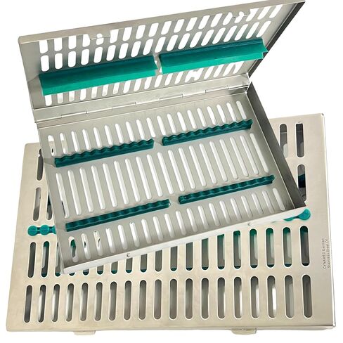 20 Instrument Sterilization Cassette with Removable Silicone Inserts | 11"L x 7"W x 1.25"H | Dental Hanpiece Sterilization Box | German Stainless Steel CE (20 Slot Pink) in Saudi Arabia