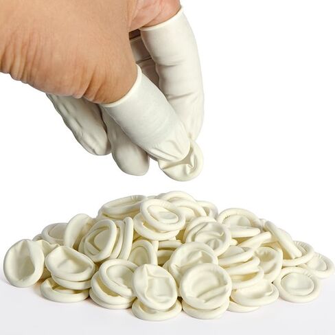 Finger Cots, Finger Gloves, Latex Finger Disposable, Finger Cots Medium, Fingertip, Thumb Gloves Approx 100 Pcs White for Electronic Repair, Handmade, Nail Art (100) in Kuwait