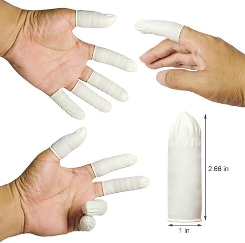 Finger Cots, Finger Gloves, Latex Finger Disposable, Finger Cots Medium, Fingertip, Thumb Gloves Approx 100 Pcs White for Electronic Repair, Handmade, Nail Art (100) in Kuwait