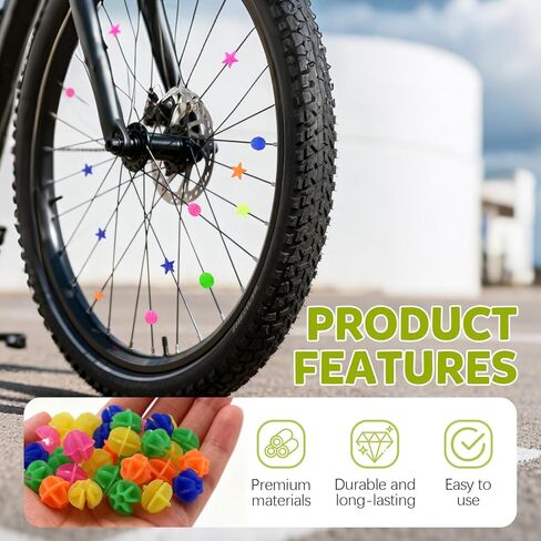 Yitexin 360 Pieces Round & Star Shaped Bike Spoke Beads, Clip on Bike Wheel Beads, Plastic Bicycle Spoke Decorations Accessories for Boys Girls in Saudi Arabia