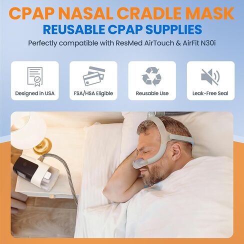 2 Packs Fabric N30i Nasal Cushion for ResMed Airtouch N30i & Airfit N30i - IDEAR Replacement CPAP Nasal Pillows Mask with Elegant Purple Fabric - Breathable Comfort & Whisper Quiet Accessories (M) in Saudi Arabia