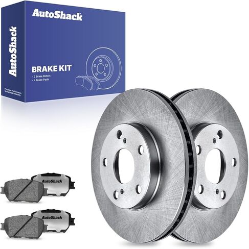 AutoShack Front Drilled & Slotted Brake Rotors Ceramic Brake Pads | Replacement for 2002-2006 Toyota Camry 2.4L 3.0L V6 FWD | E-Coated | 6-PC Brake Kit | ShadowGuard in Saudi Arabia