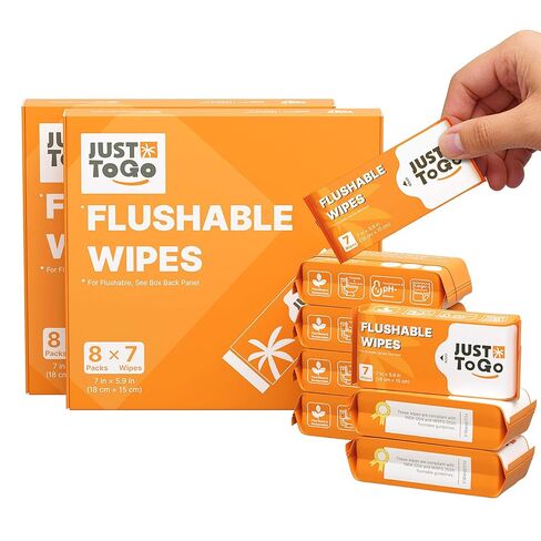 مناديل مبللة قابلة للغسل، آمنة للصرف الصحي وتتحلل، مناديل مبللة نباتية قابلة للتحلل البيولوجي، عبوات جيب صغيرة الحجم للغاية بحجم مناسب للسفر، لا تسبب الحساسية وغير معطرة للبشرة الحساسة، 56 قطعة in Kuwait