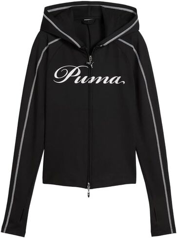 سترة بغطاء رأس قصيرة ضيقة للنساء من PUMA T7 Street Glam ملابس خارجية كاجوال - أسود in Saudi Arabia