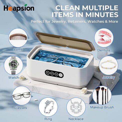 Heapsion Ultrasonic Cleaner, 49KHz Professional Ultrasonic Cleaning Machine, 650ml Tank, 304 Stainless Steel Tank, 3 Cleaning Modes with LED Timer for Jewelry, Glasses ，Retainers, Watches & More in Saudi Arabia